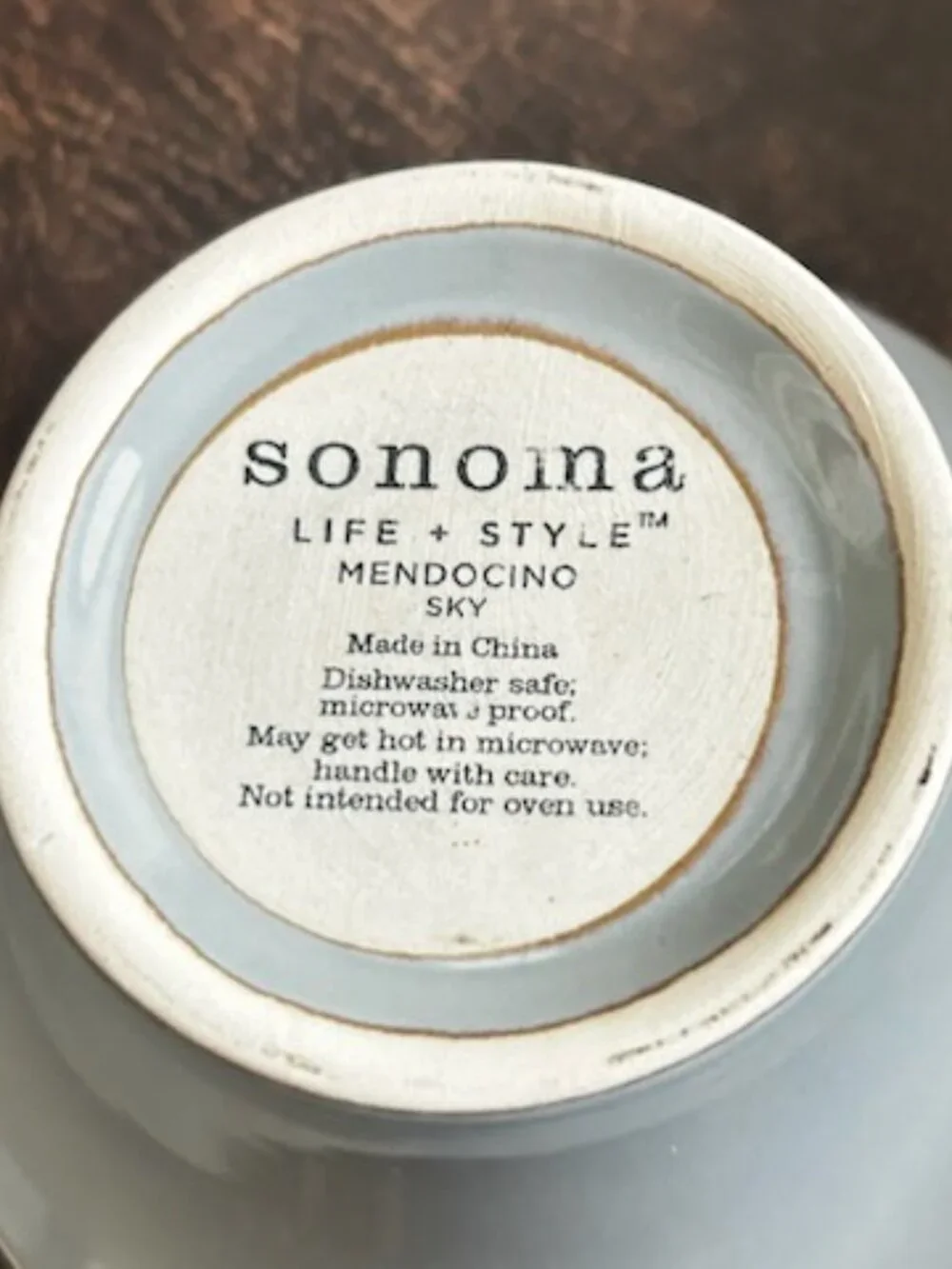 Set of 4 Sonoma Life & Style Mendocino Sky Blue Oatmeal Stoneware Bowls